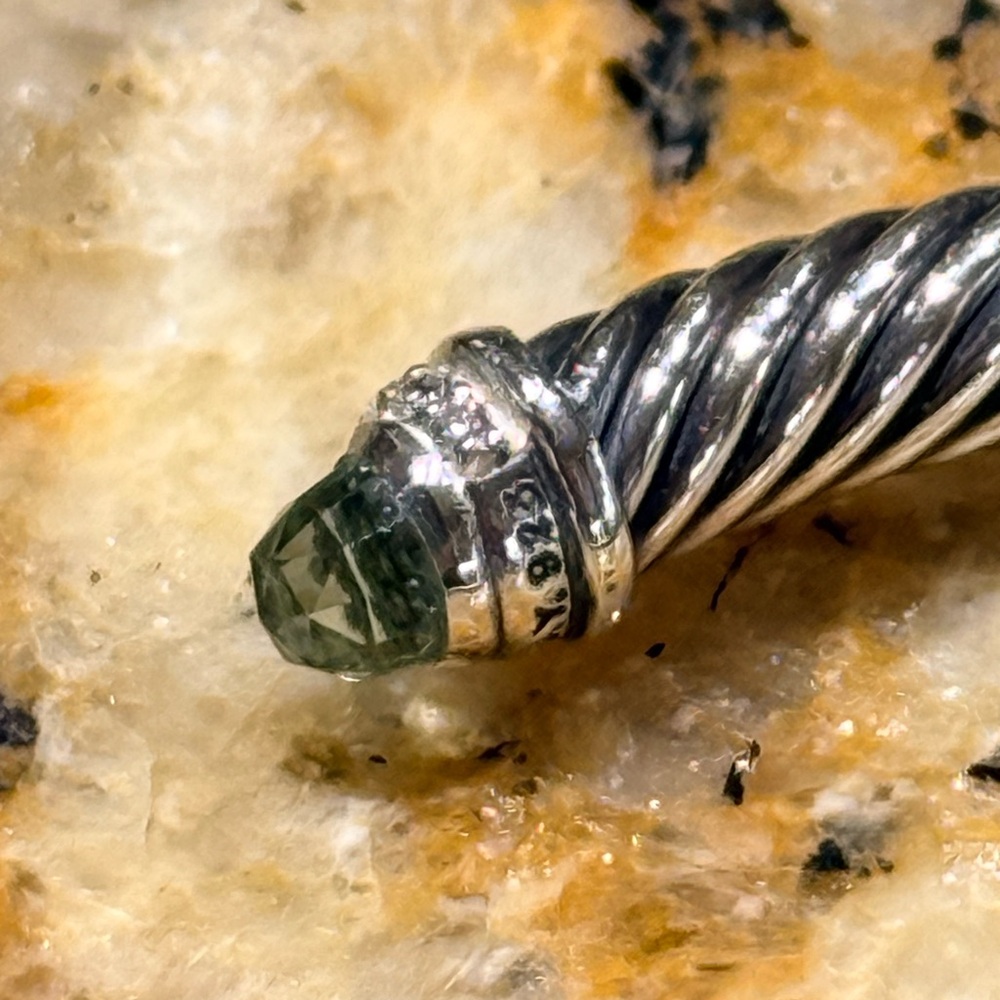 David Yurman Classic Sterling Silver w/Prasiolite Diamonds 5mm.Authentic EUC M - Picture 5 of 15